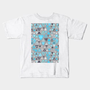 Summer Turquoise Triangles on Grey Kids T-Shirt